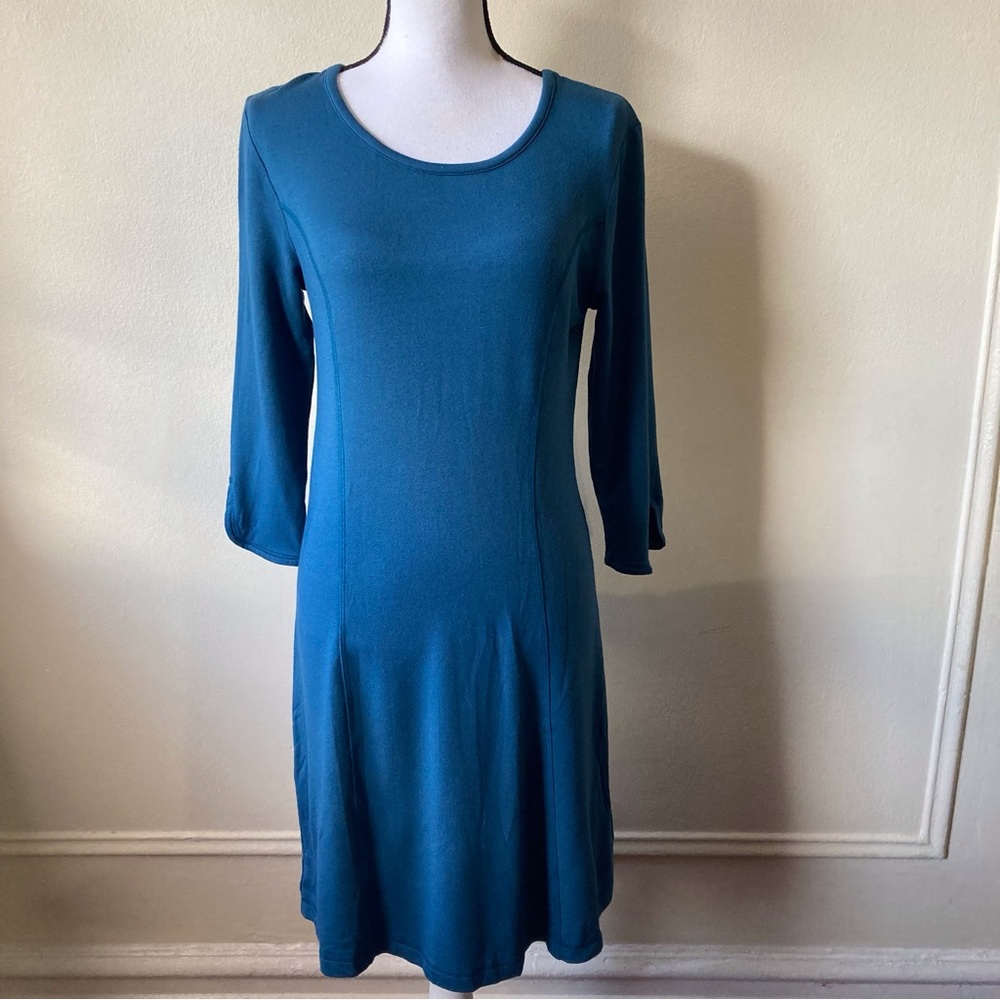 J Jill Cut out back a line teal 3/4 sleeve size small Sample women dress